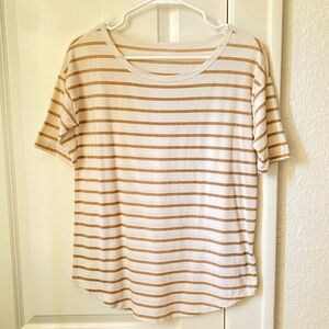GAP gold and cream striped scoop neck, size XS.